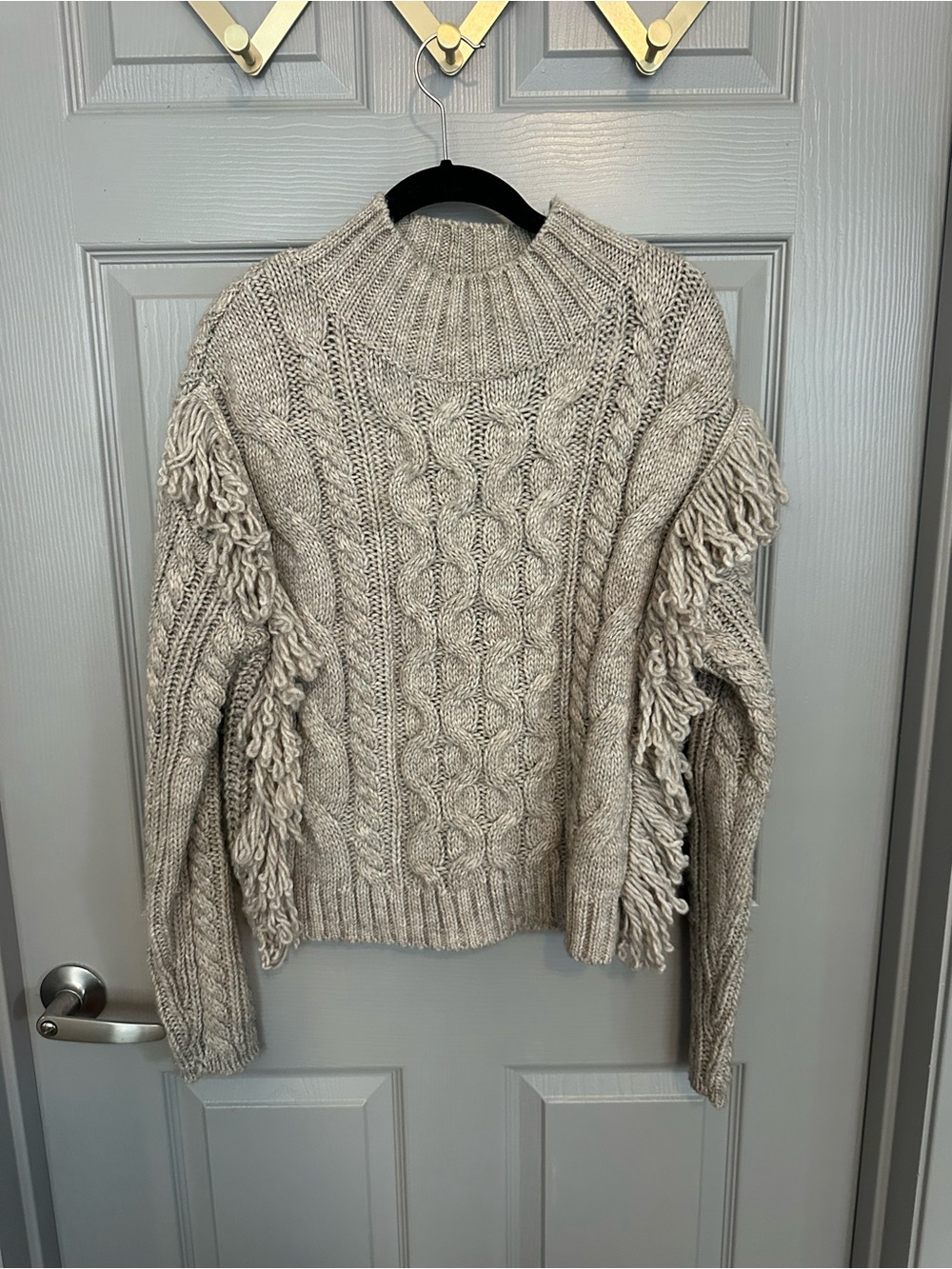Fringed Cable Knit Sweater